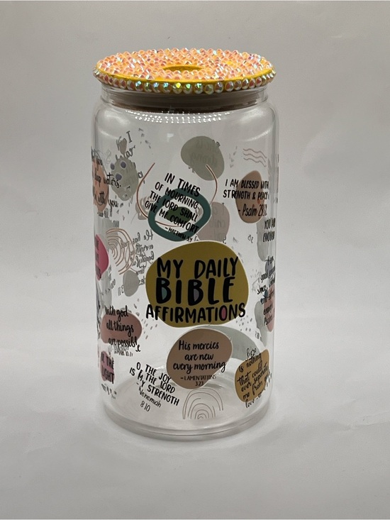 Other - My Daily Bible Affirmations Glass Jar with Decorative Lid - Pink/Gold